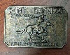 Vintage Pony Express Belt Buckle Copper Bronze Color