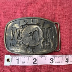 Vintage High Mesa 1984 Solid Bronze OIL Belt Buckle Oilfield Pumpjack Rig USA