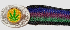 Hemp Leaf Belt Buckle Metal w/ 39” Belt Cannabis 420 Weed Cheeba Holographic
