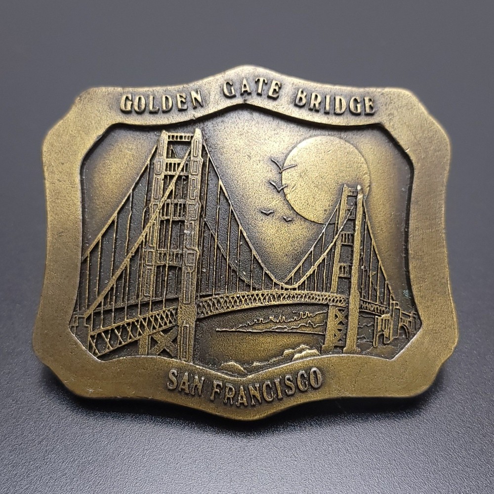Vintage 1977 Indiana Metal Craft Golden Gate Bridge San Francisco Belt Buckle