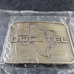 Docutel Belt Buckle w Original Packing Sealed Money Associates Florida Texas VG6
