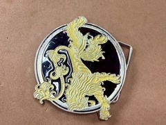 Game of Thrones Lannister House Roaring Lion Yellow Black Enameled Belt Buckle