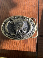 Vintage 1987 Bass Anglers Sportsman Society Twentieth Anniversary Belt Buckle