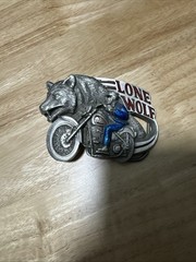 Pewter Belt Buckle Motorcycle Lone Wolf
