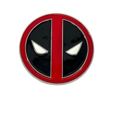 Marvel Deadpool Belt Buckle Mens OS Red Black Enamel Logo Round 3in Comic Core