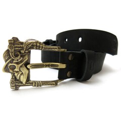 Brass belt buckle with skull « Jolly Roger »; Handmade pin type Skull buckle;