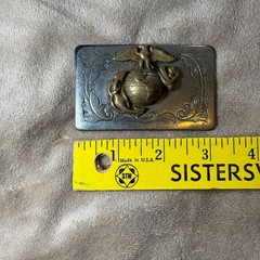 Vintage USMC Marine Corps Eagle Globe Anchor Trench Art Belt Buckle Brass