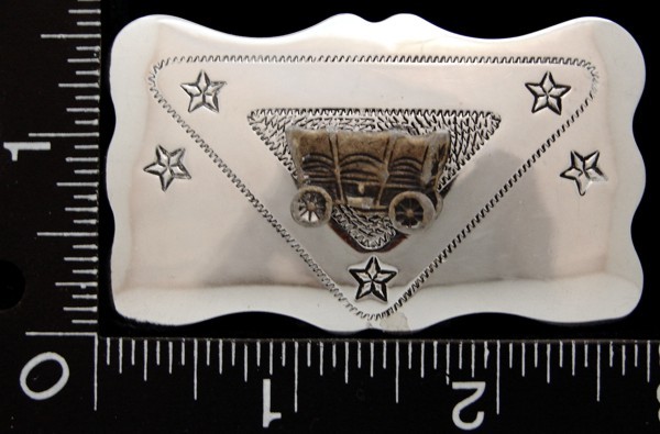LK04126 VINTAGE ***COVERED WAGON*** STAR & TRIANGULAR DESIGN BELT BUCKLE