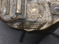 The Great American Belt Buckle Co 1982 Football Serialized solid Brass Enameled