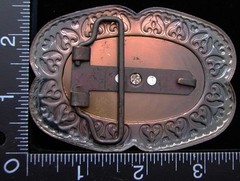 LH24121 VINTAGE ***COVERED WAGON AND TEAM*** BRONZETONE WESTERN BELT BUCKLE