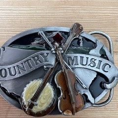 VTG Siskiyou Country Music Western Cowboy Cowgirl Musician Metal Belt Buckle