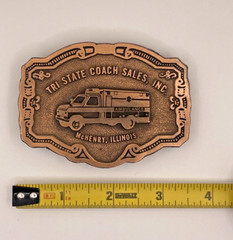 AMBULANCE BELT BUCKLE / TRI-STATE COACH SALES, INC. Mc HENRY, ILLINOIS