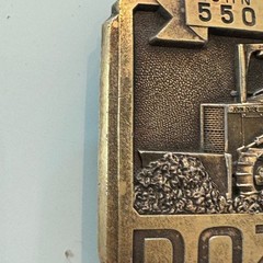 John Deere 550G TC Dozer Belt Buckle Vintage Brass Metal Bulldozer 1994