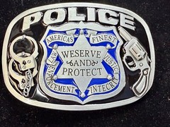 AMERICAS FINEST POLICE We Serve Protect Law Enforcement Commemorate Belt Buckle