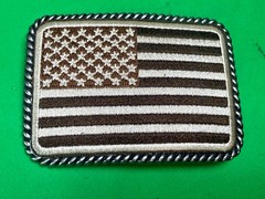 Embroidered American Patriotic Flag Rope Border Vintage Western Belt Buckle
