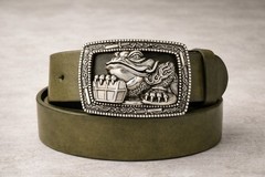 Artistic Money Frog Belt Buckle – Antique Silver Statement