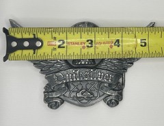 QUICK SILVER Skull & Wings Belt Buckle Vintage Large Silver Tone Unique