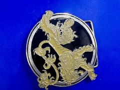 Game of Thrones Lannister House Roaring Lion Yellow Black Enameled Belt Buckle