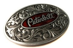 Peterbilt Truck Belt Buckle Red Silver