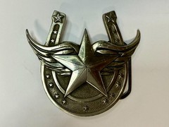 Lucky Horseshoe Winged Star Fine Pewter 2004 Belt Buckle Great American Products