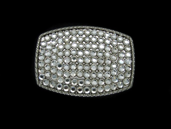 TG05158 VERY COOL **CRYSTAL INSERTS** ART FASHION SILVERTONE BELT BUCKLE