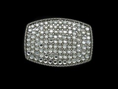 TG05158 VERY COOL **CRYSTAL INSERTS** ART FASHION SILVERTONE BELT BUCKLE