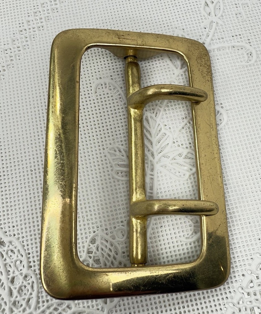 Vintage Jay Pee Solid Brass Belt Buckle Double Prong 1.5″ Made in Taiwan R.O.C.