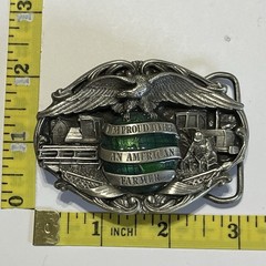 ~ Enameled Brass PROUD TO BE AN AMERICAN FARMER Belt Buckle