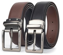CaySep Reversible Leather Belt for Men Suit 34&Prime;-39&Prime; Waist, Coffee Black