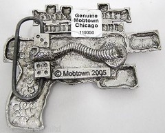 BELT BUCKLES USA Gun Handgun Semi-Auto Pistol Scope Light Antiqued Silver NWOT!