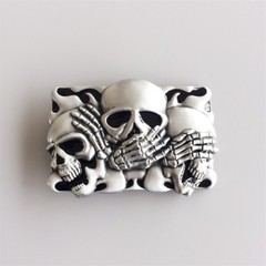 Vintage Style Black Enamel Flame Shy Skulls Tattoo Belt Buckle also Stock in US