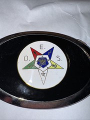 Vintage O E S masonic Black Silver Belt Buckle Rare Free Shipping