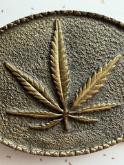 Vintage 1975 Adezy Denver Marijuana Leaf Brass Belt Buckle Brass Cannabis Weed
