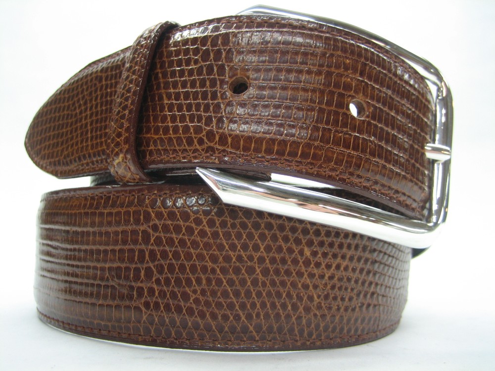 Sterling silver 925 Jackson buckle 30 grams w/Genuine Lizard-1-3/8&Prime; belt U.S.A.