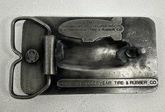 Vintage 1974 Goodyear Tire and Rubber Company Blimp Belt Buckle MARKED REPRO