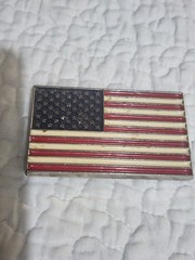 Patriotic Belt Buckle Metal Silver United States of America USA Flag Silver Tone