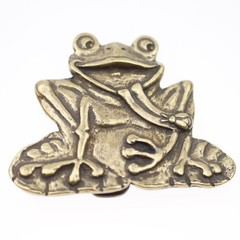 Playful Frog Old Brass Belt Buckle Vintage Nature Style