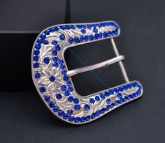 Western Rhinestone Belt Buckle 3pcs Set for Replacement or Leather Craft 1-1/2&Prime;