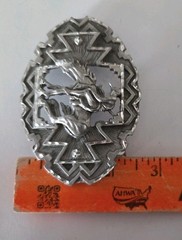 Metzke Vintage Diamond Cut Pewter Man Riding Horse Pewter Belt Buckle