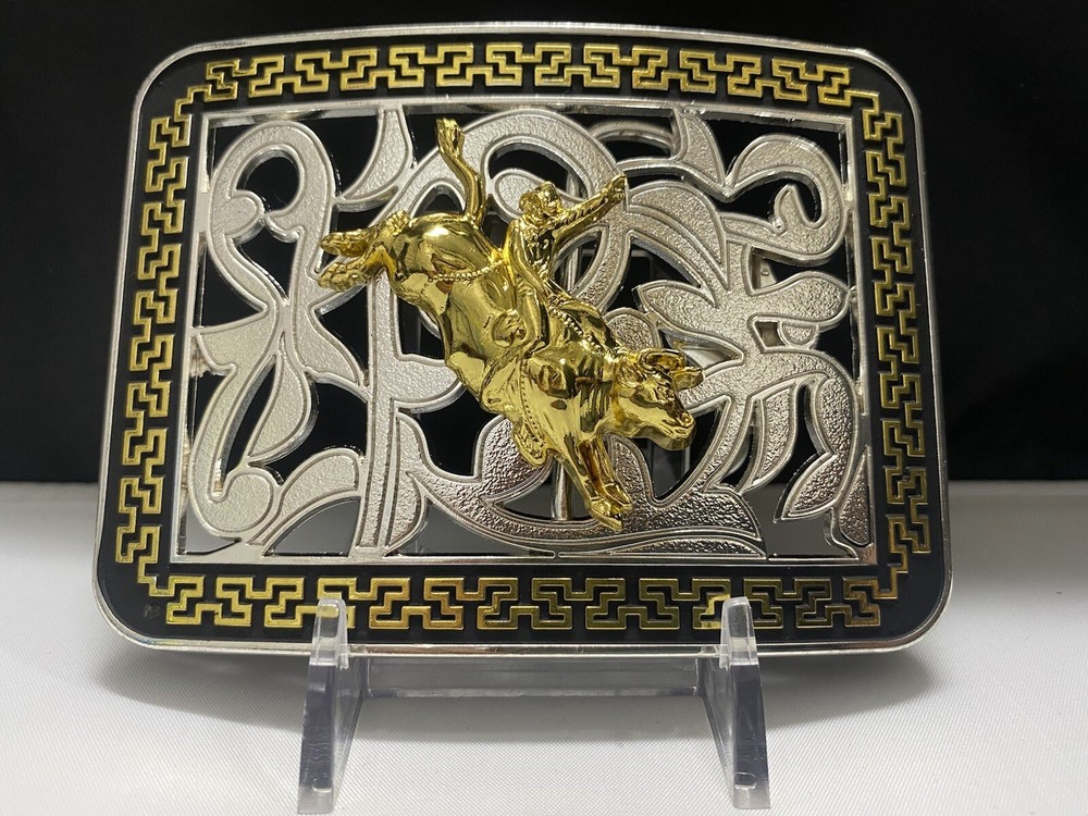 Rodeo bull Rider cowboy Western Style belt buckle Hebilla Vaquero Jinete
