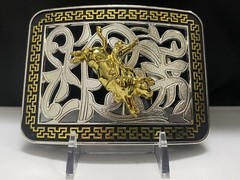 Rodeo bull Rider cowboy Western Style belt buckle Hebilla Vaquero Jinete