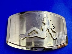 Mud Flap Sexy Girl Woman Silhouette Figure Silver Tone Trucker Biker Belt Buckle