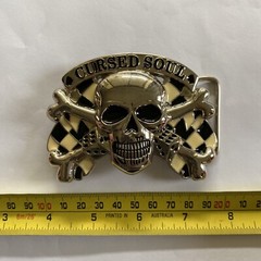 Belt Buckle – SKULL CURSED SOUL – Custom Made, Fit 4 cm Belt, DIY, No Belt