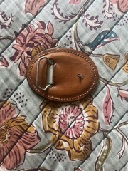 Vintage Lowercase “G” brown leather embroidered belt buckle