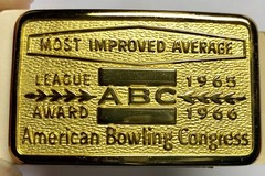 Vtg NOS 1965 1966 ABC Bowling League Award Belt Buckle American Congress Brass