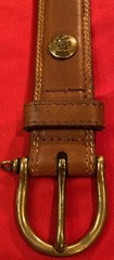 Tommy Hilfiger Mens Leather Brass Crest Belt Brown Size 32 Vintage
