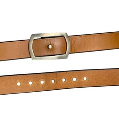 Wiley Brothers and Ledbury Men&rsquo;s Leather Belt Size 36 Camel Brown White Bronze