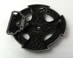 Belt Buckle Celtic Knots / Cross Pewter Finish 1.5&Prime; Belt Size / Plate Type