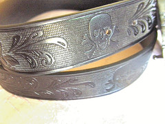 THE EYE CATCHER: GOTHIC BIKER BELT SKULL 2 BIKES BUCKLE NEW