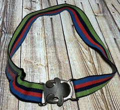 VTG 70s ACCURATE Interlocking Cast Metal Belt Buckle Rainbow Belt MCM Brutalist